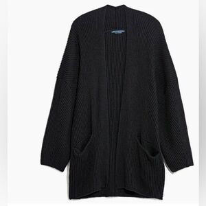 J. Crew Nevereven Black Cotton Long Open Cardigan